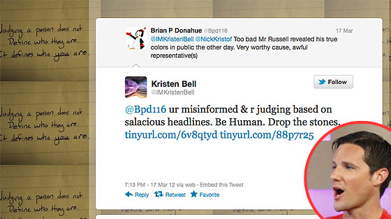 Kristen Bell, Jason Russell, Twitter Kristen Bell, Jason Russell, Twitter